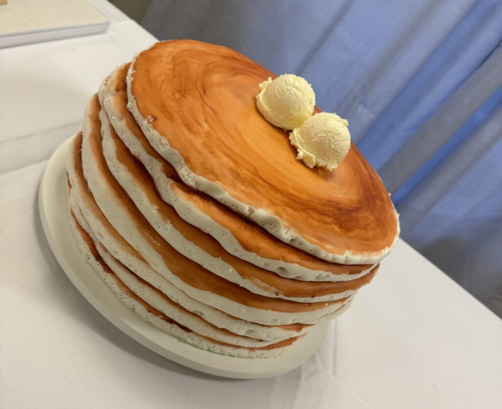 Corporate Cake: Pancake Cake for Silver Diner’s 35th anniversary by Mimi The Cake Architect