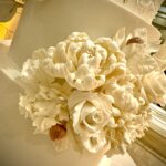 All White Wedding Cake with White Sugar Flowers by Mimi The Cake Architect
